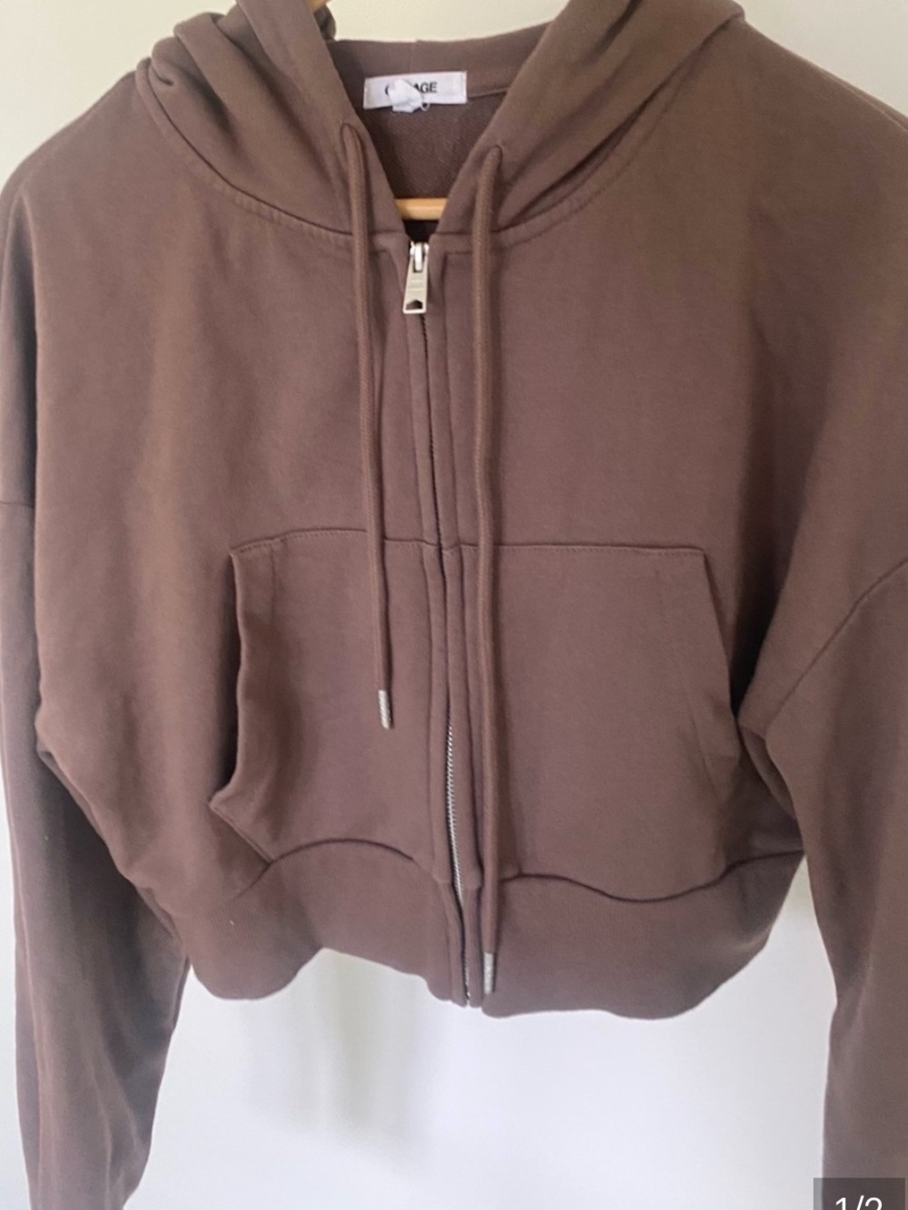 Garage crop hoodie brown